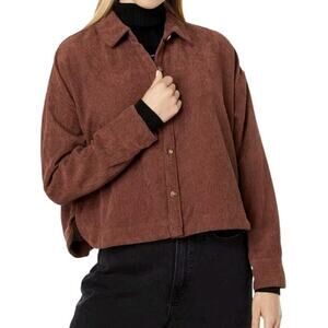Madewell NEW NWT Womens Small Dusty Redwood Corduroy Crop Button Up Shirt